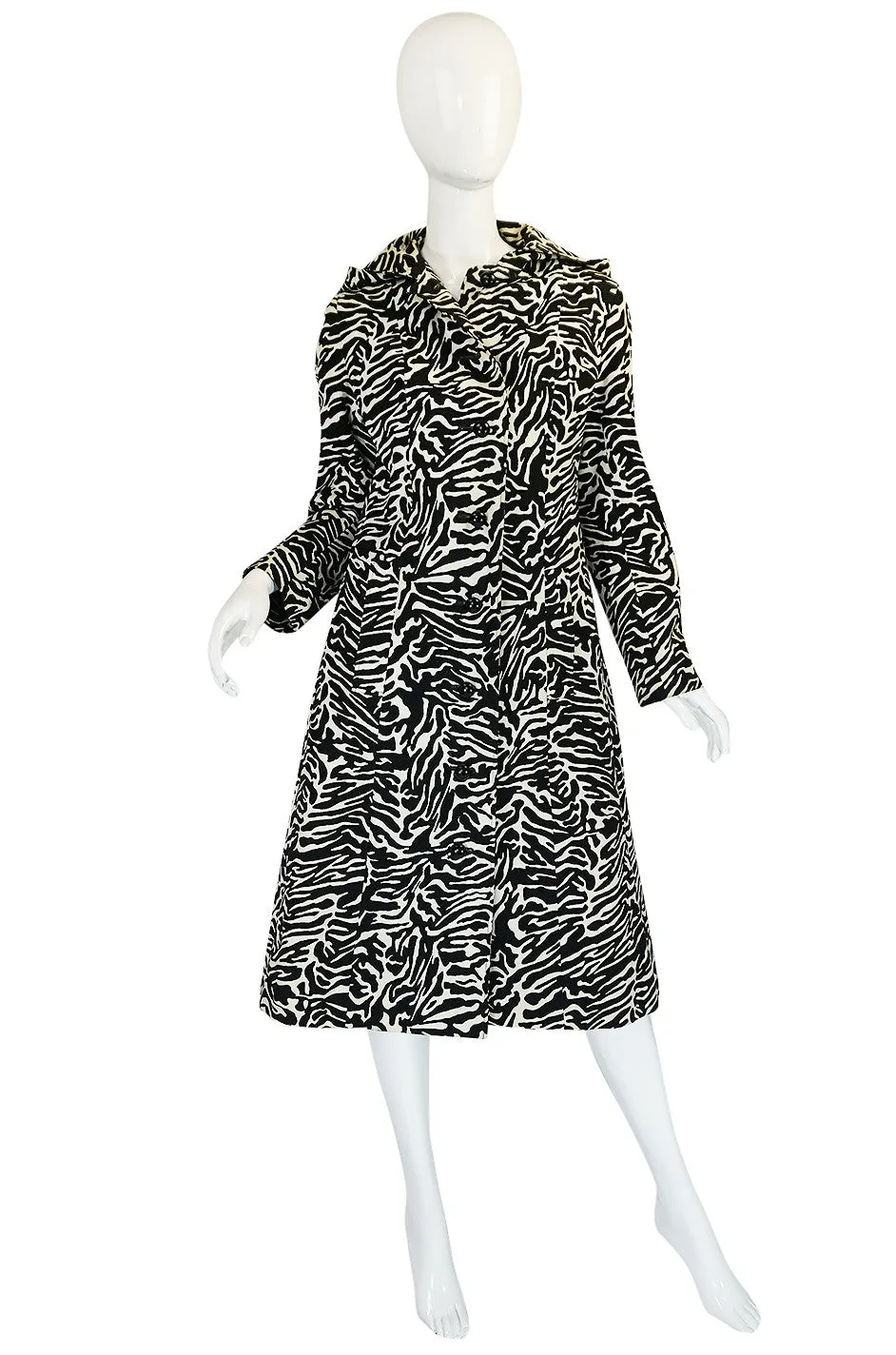1960s Aquascutum Hooded Zebra Print Hooded Coat