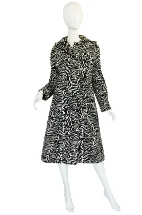 1960s Aquascutum Hooded Zebra Print Hooded Coat