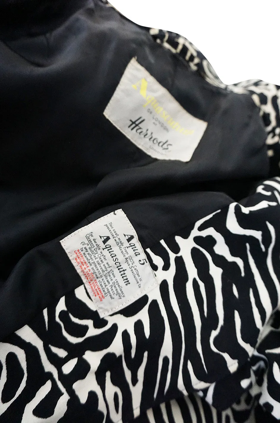 1960s Aquascutum Hooded Zebra Print Hooded Coat