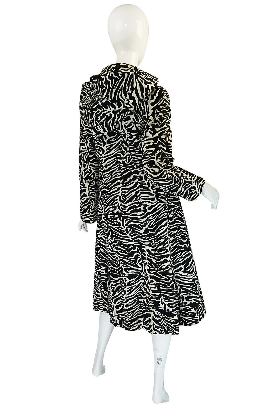 1960s Aquascutum Hooded Zebra Print Hooded Coat