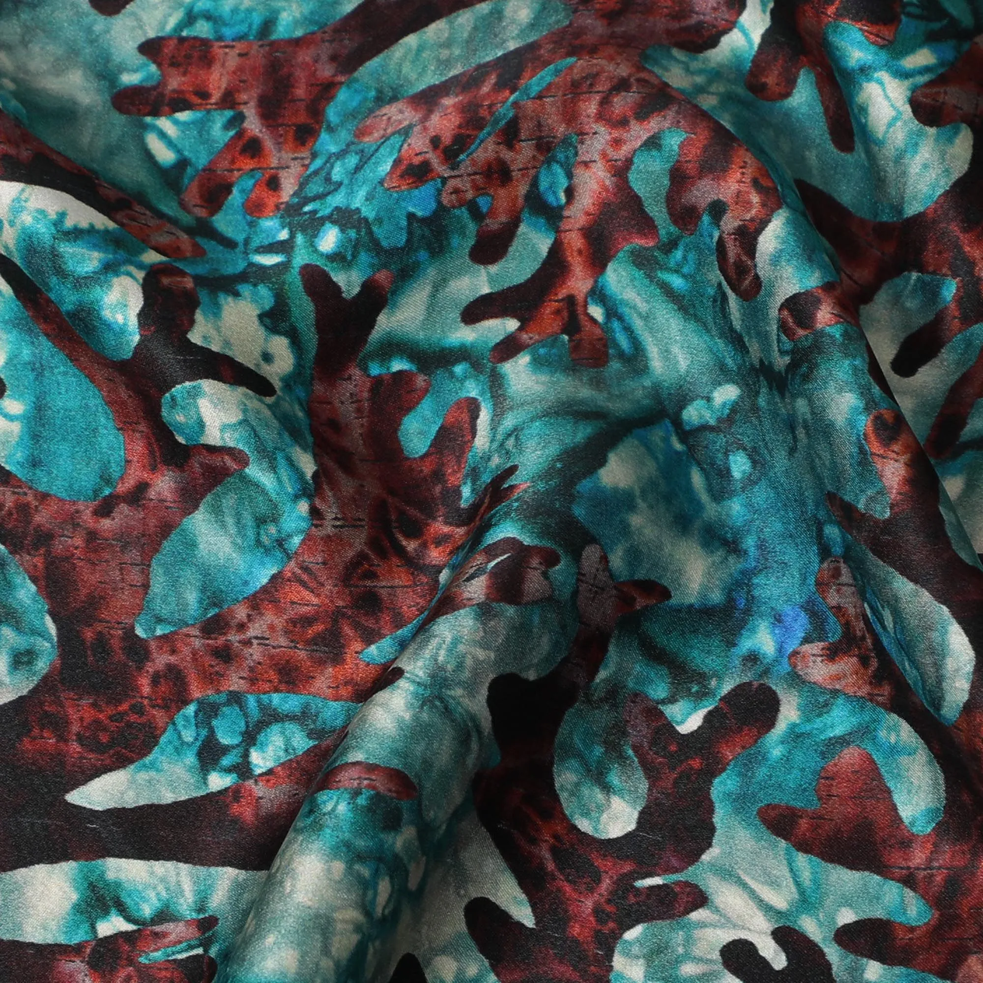 Abstract Coral Reef Silk Satin Fabric - 110cm Wide - D18286