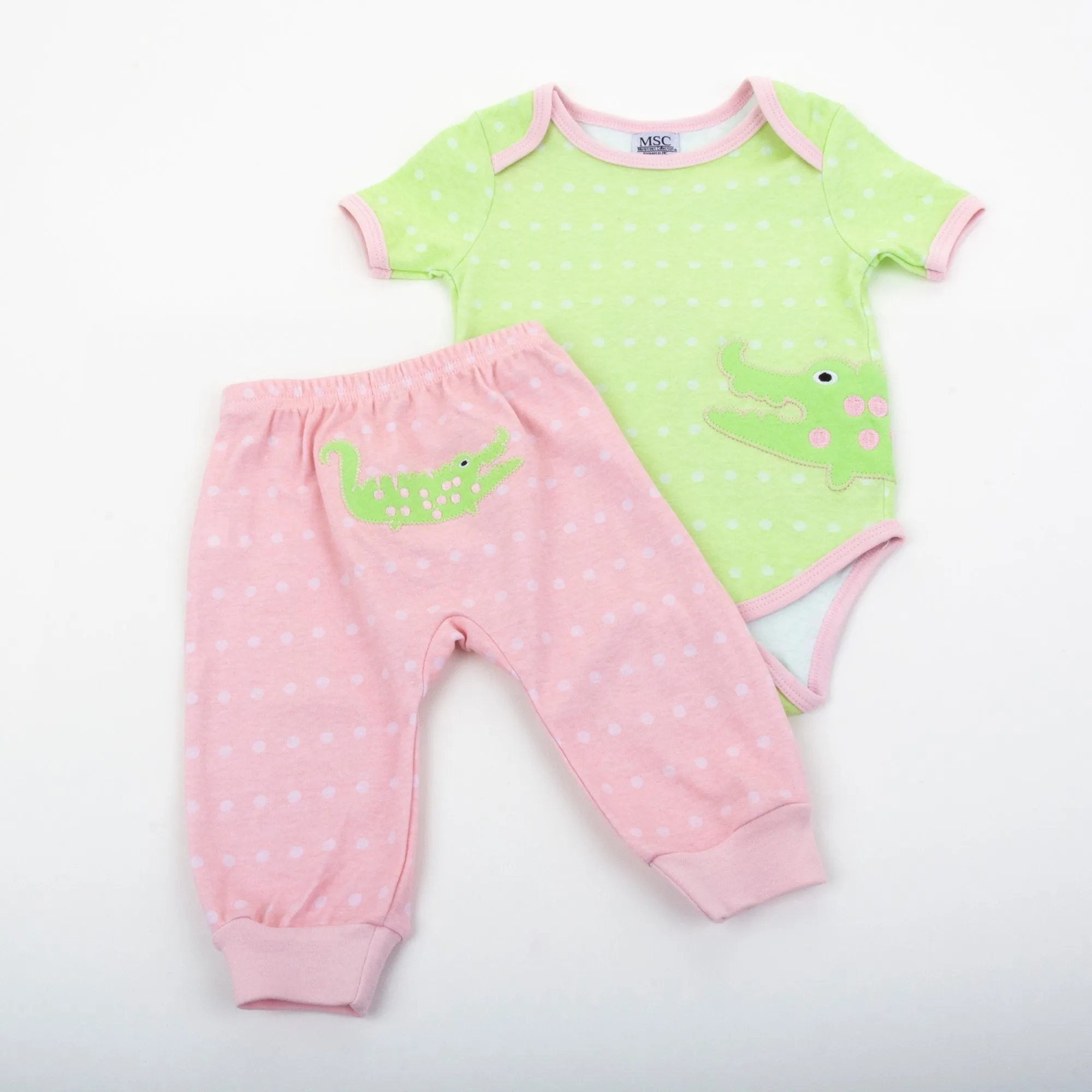Alligator Pink Dot Pants 0-6 Months