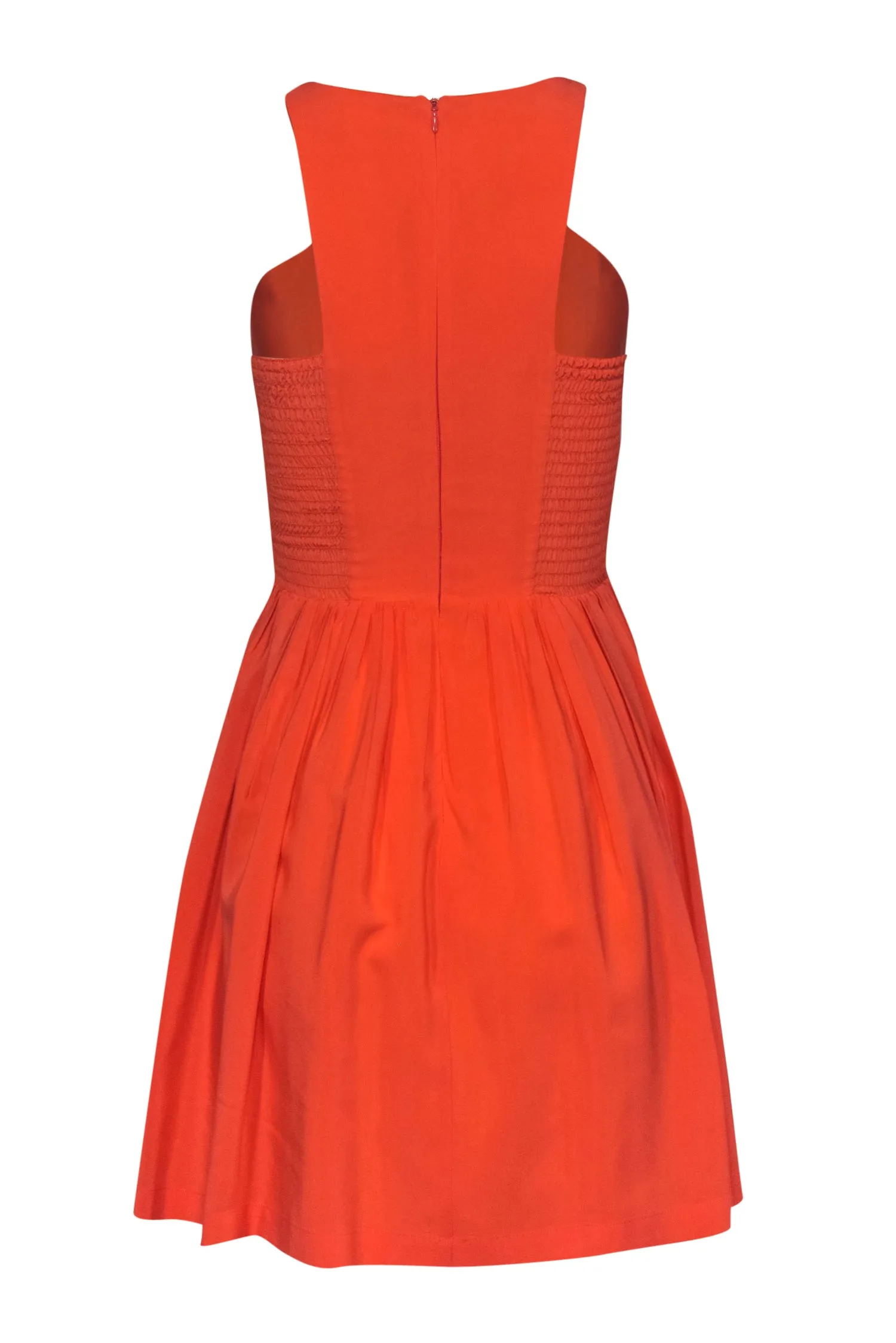 Amanda Uprichard - Neon Coral Silk Fit & Flare Dress Sz S