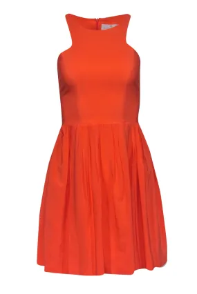 Amanda Uprichard - Neon Coral Silk Fit & Flare Dress Sz S