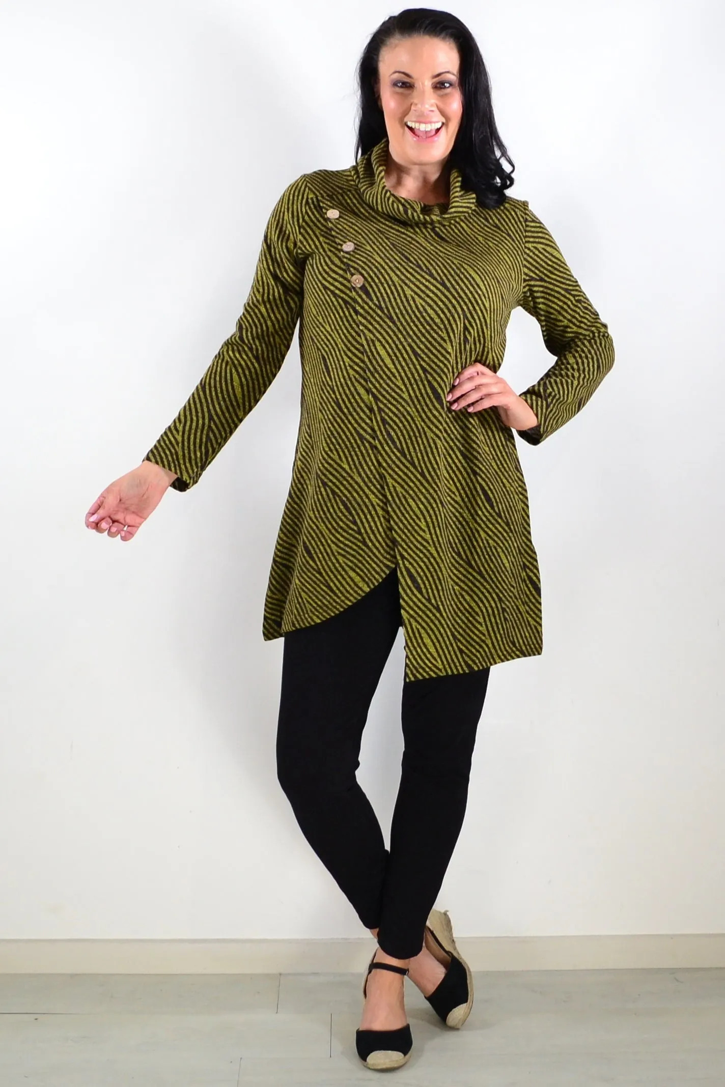 Animal Stripes Crossover Tunic Top