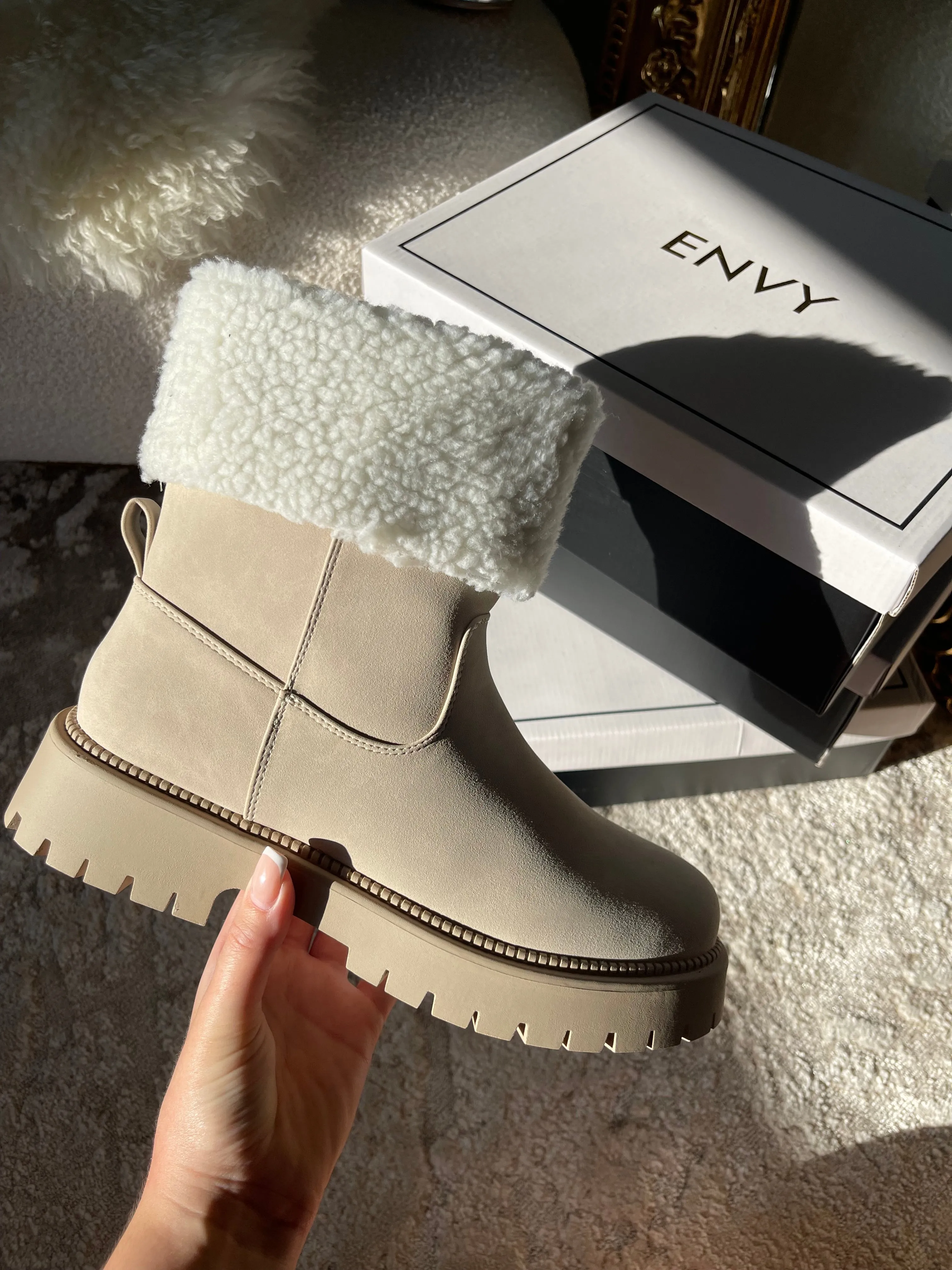ARIEL TAUPE FAUX SUEDE BIKER BOOTS