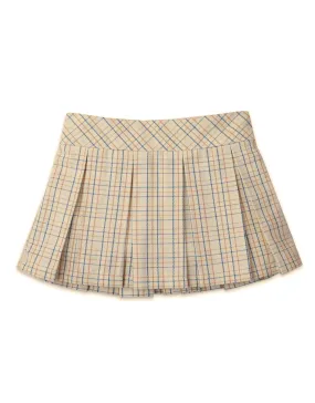 BABY GIRLS CHECKERED PRINT PLEATED PULL ON SKIRT