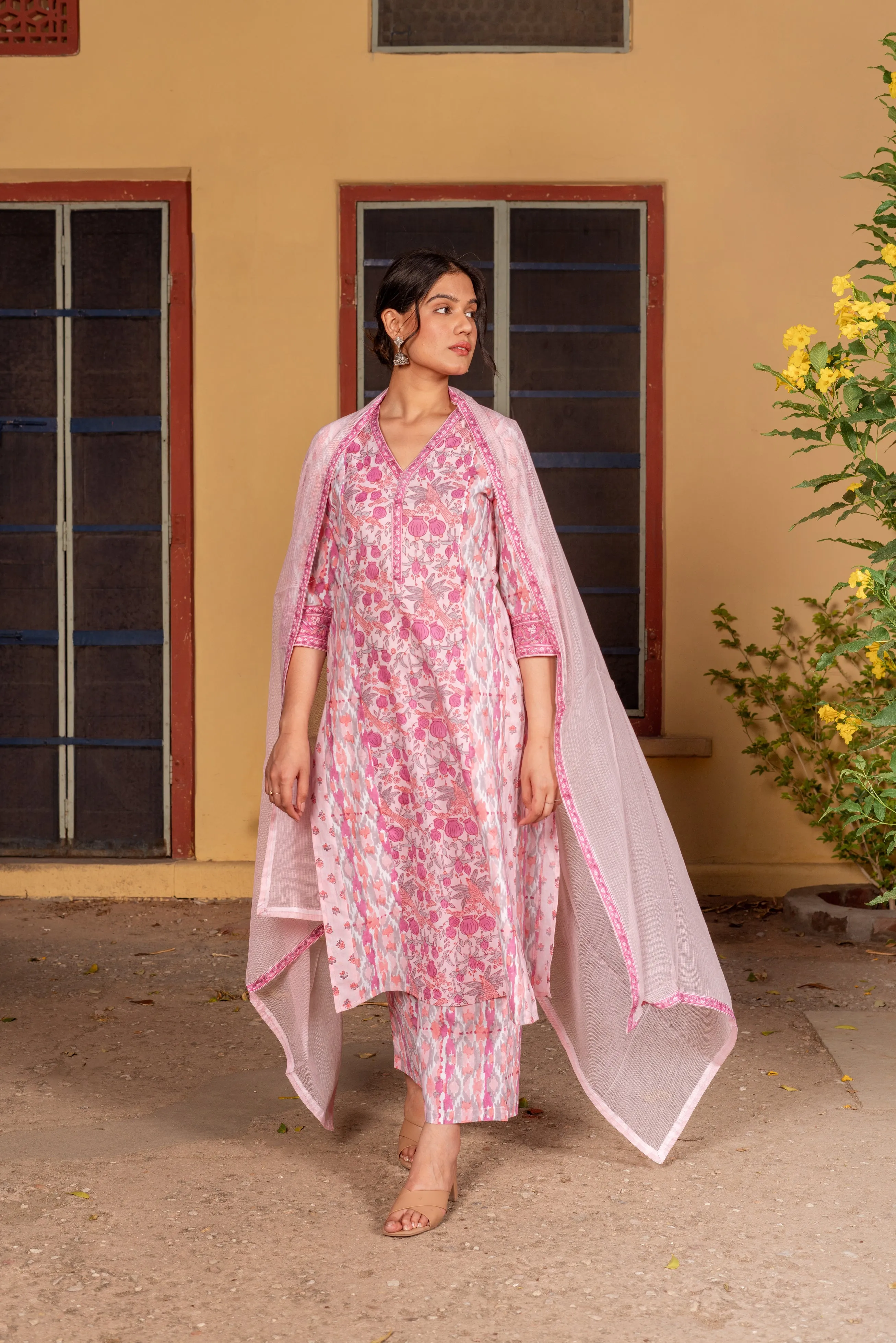 Bahaar Purple Bird Suit Set