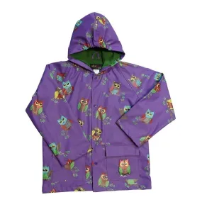 Big Girls Purple Owls Rain Coat 8-10