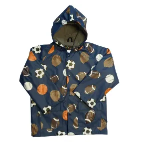 Blue Fire Trucks Rain Coat 8-10