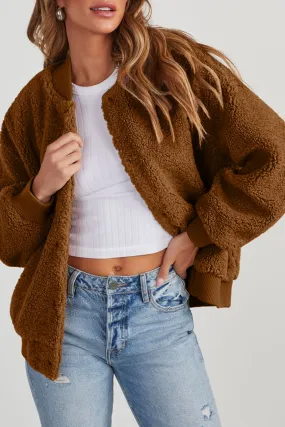 Blue Zone Planet |  Baseball Collar Long Sleeve Sherpa Jacket
