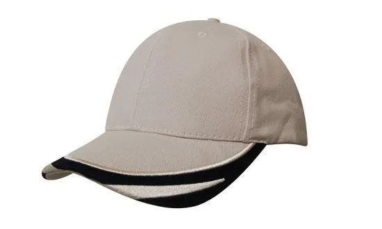BRUSHED HEAVY COTTON CAP WITH PEAK TRIM EMBROIDERED
