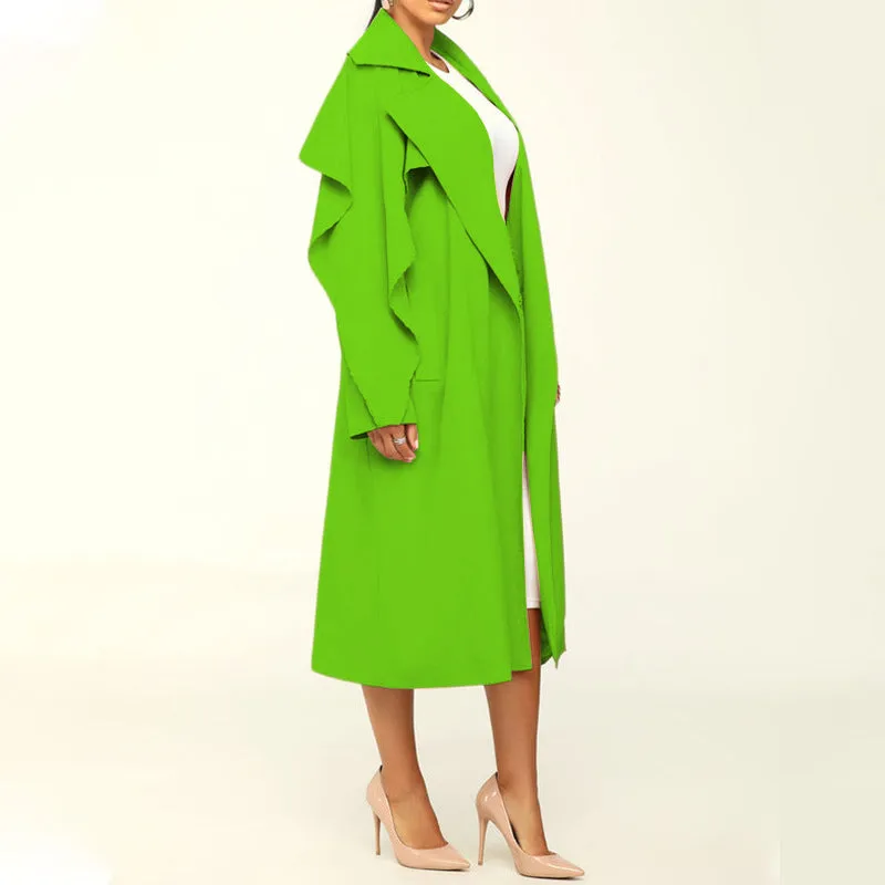 Casual Lapel Solid Color Jacket Trench Coat Wholesale Coats