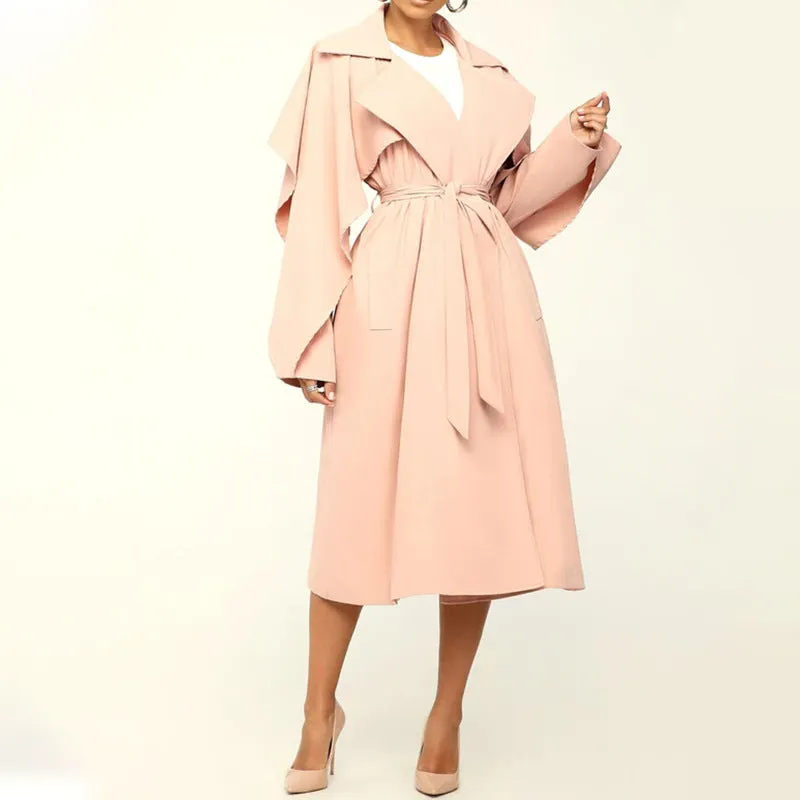 Casual Lapel Solid Color Jacket Trench Coat Wholesale Coats