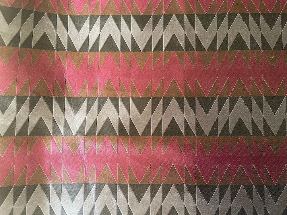 Couture Smooth Geometric Merlot, Black, Whale Grey & Chestnut Silk Blend Brocade (Made in Italy)
