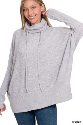 Cozy Cowl Neck Tunic in Heather Grey