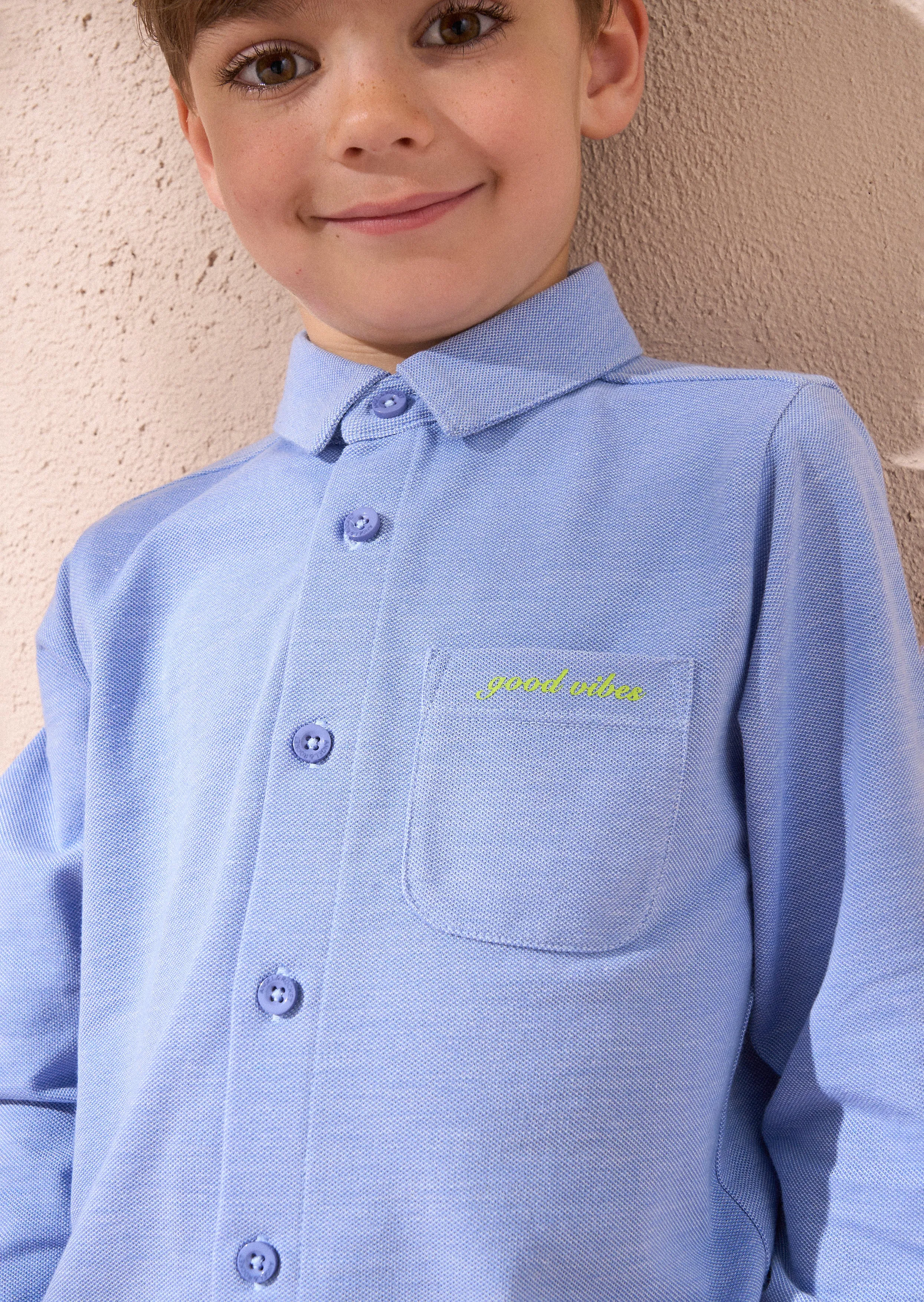 Curtis Blue Pique Textured Shirt