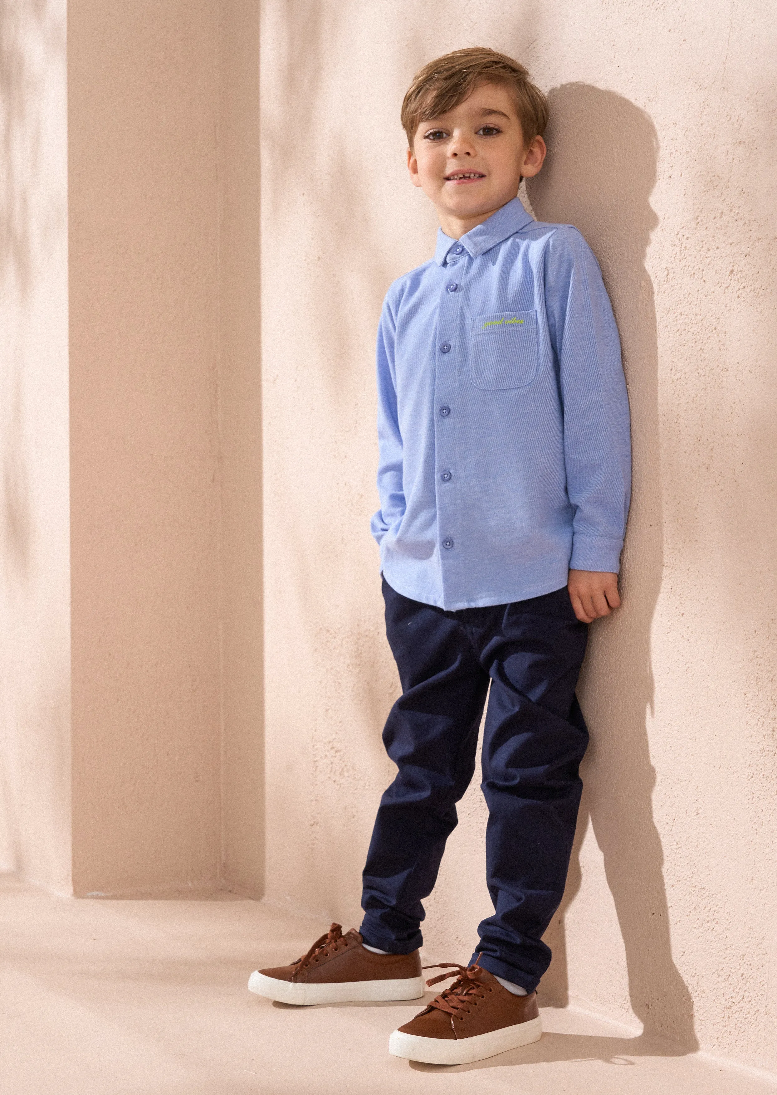 Curtis Blue Pique Textured Shirt