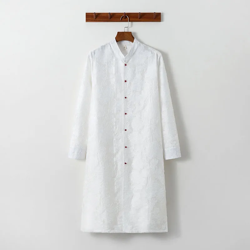 Cut Flower Long Sleeve Long Trench Coat