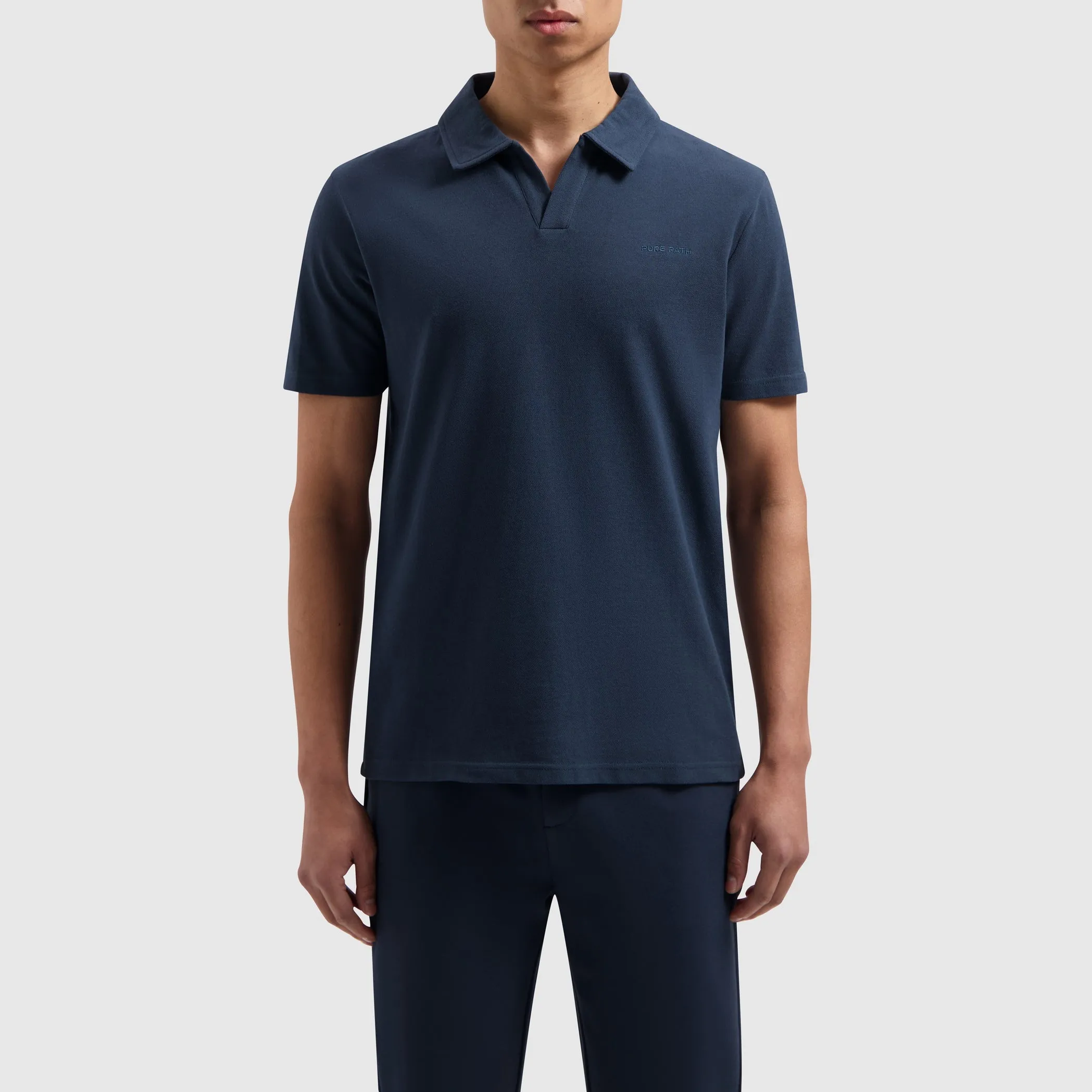 Embroidery Waffle Polo | Navy