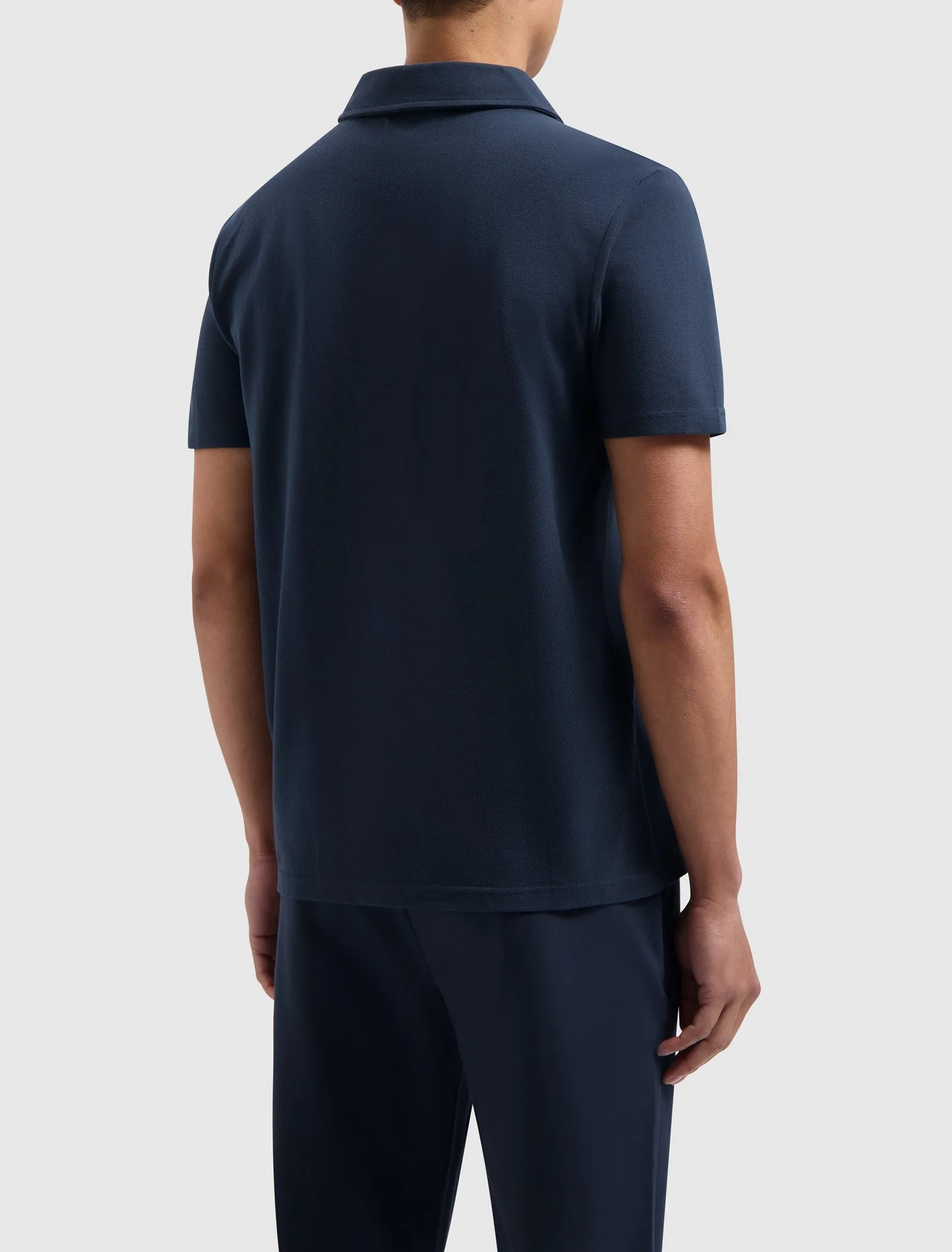 Embroidery Waffle Polo | Navy