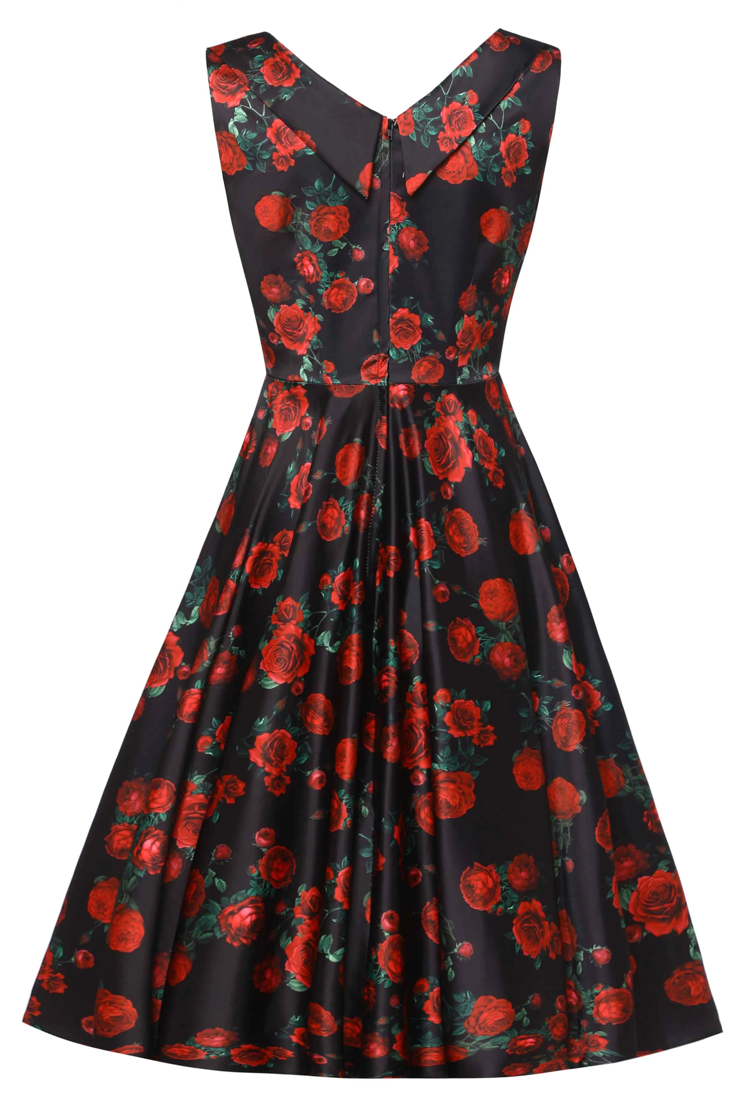 Grace Black Rose Pleated Bust Dress