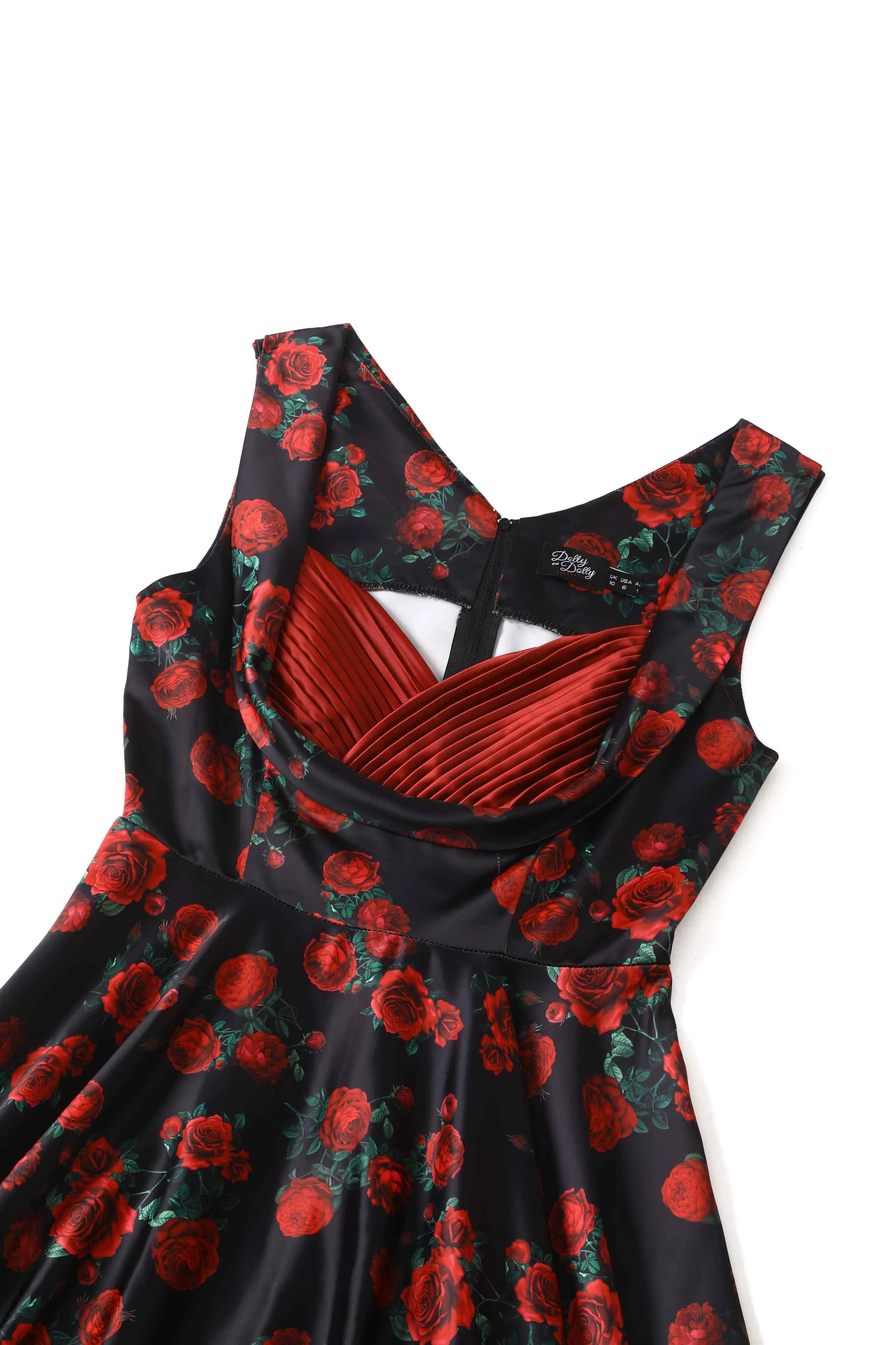 Grace Black Rose Pleated Bust Dress