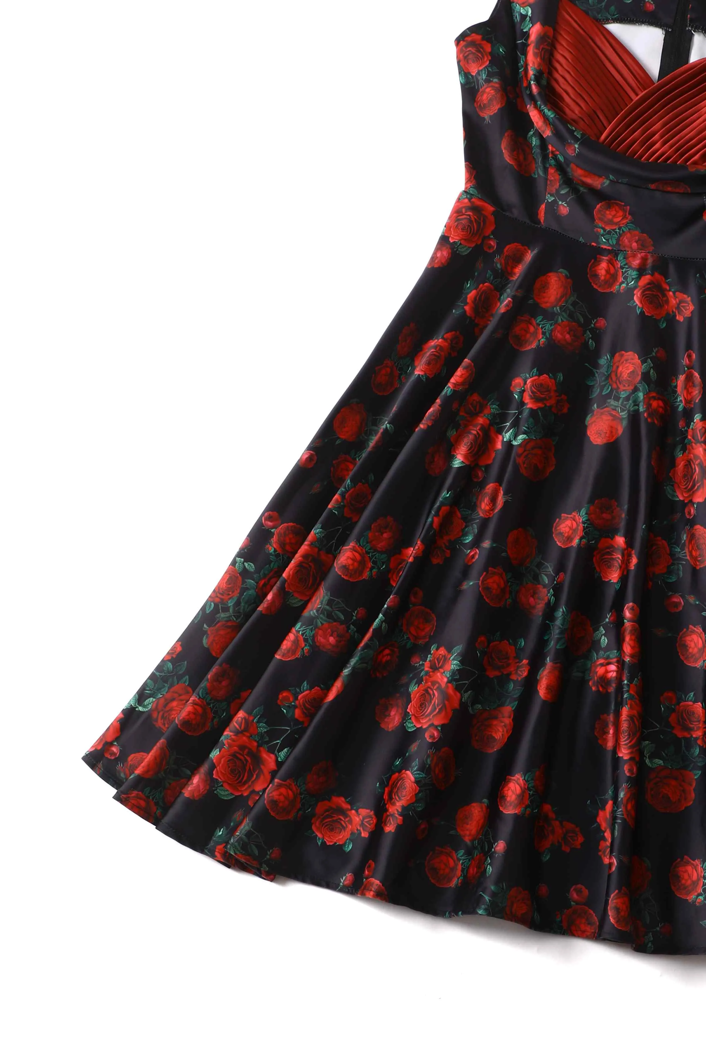 Grace Black Rose Pleated Bust Dress