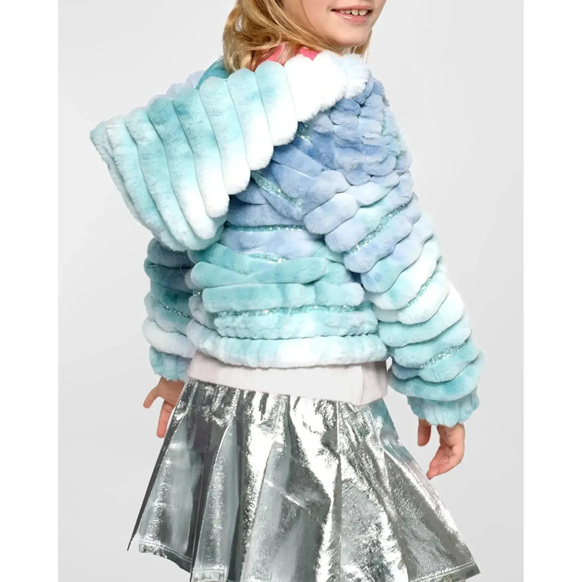 Hannah Banana Girl's Tie Dye Faux Fur Coat