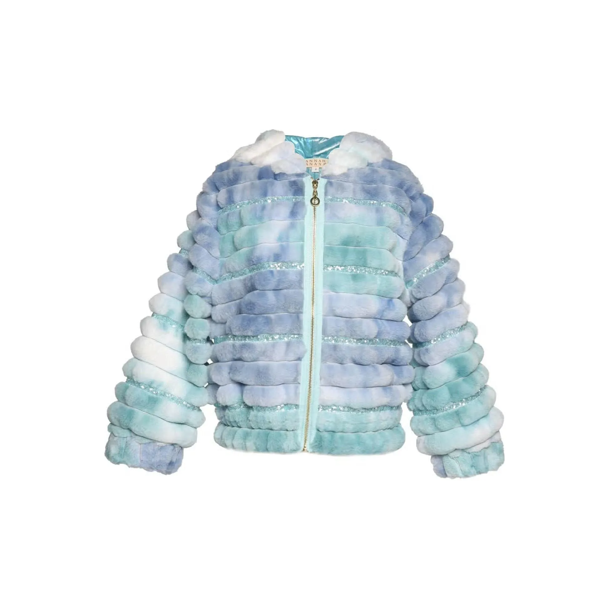 Hannah Banana Girl's Tie Dye Faux Fur Coat