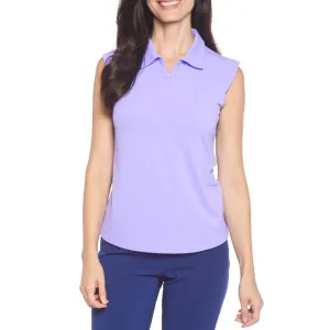 IBKUL Women's Solid Sleeveless Polo - Lavender IBKUL Women's Solid Sleeveless Polo - Lavender