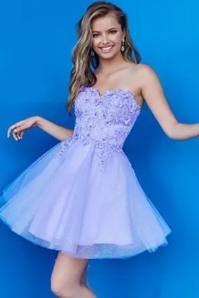 Jovani Kids K07817 Fit And Flare Strapless Sweetheart Neckline Open Back Floral Embroidered Girls Formal Dress