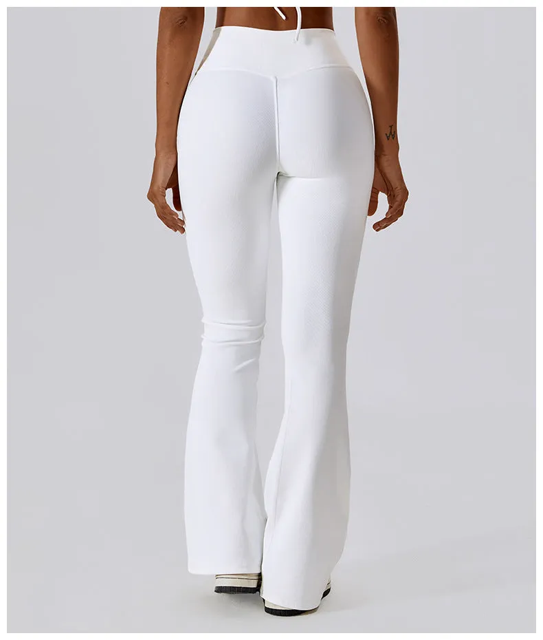 Leggings Flare Long Pants Women Solid Slim Fit Regular Splice Trousers Sheath Tight High Waist Pant Office Ladies Spring 2024