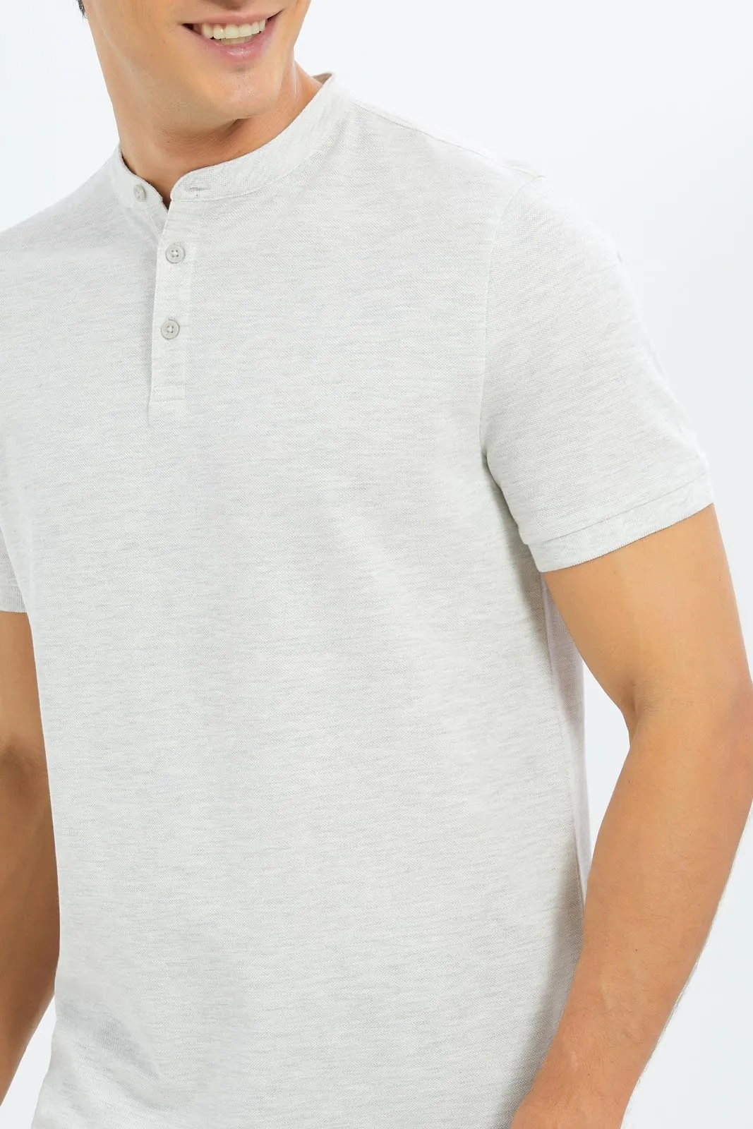 Men Ecru Plain Polo Shirt