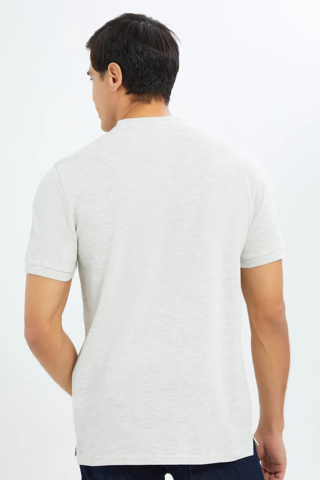 Men Ecru Plain Polo Shirt
