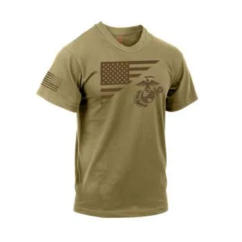 MEN'S US FLAG / USMC EAGLE T-SHIRT - Coyote Brown