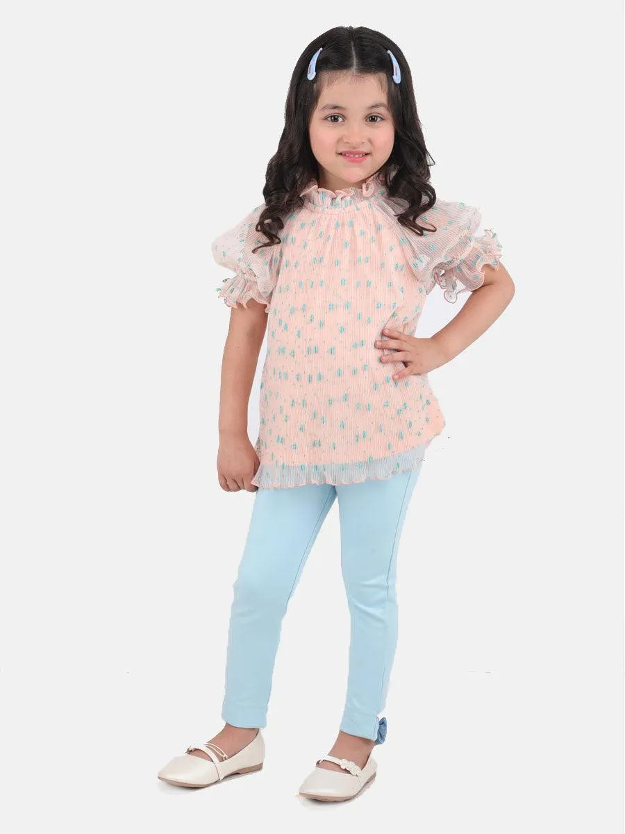 One Friday Kids Girls Blue Solid Legging