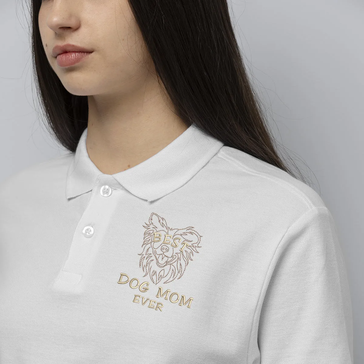 Personalized Best Border Collie Dog Mom Ever Embroidered Polo Shirt, Custom Polo Shirt with Dog Name, Best Gifts For Boxer Lovers