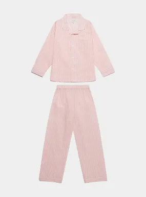 Pink & White Stripe Kid's Organic Cotton Pyjama Trouser Set