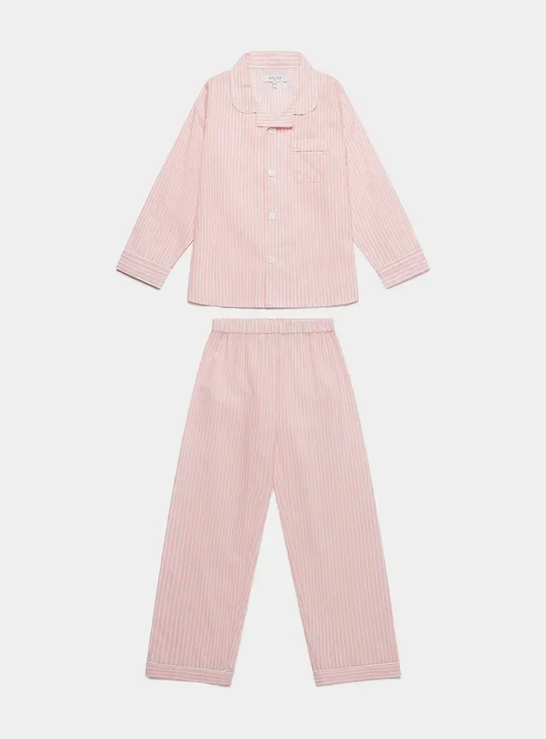Pink & White Stripe Kid's Organic Cotton Pyjama Trouser Set