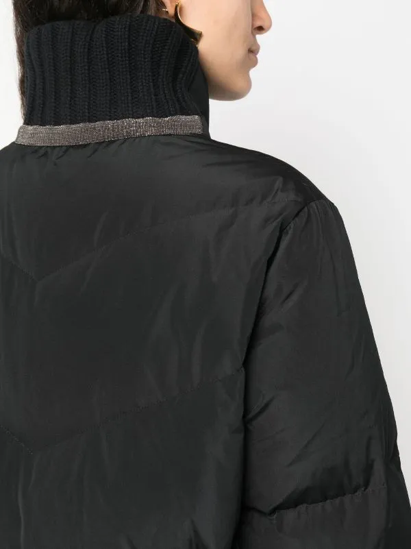 rhinestone-embellished padded raincoat