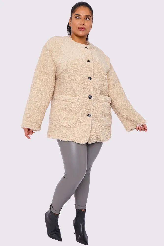 Sherpa Style Button-up Jacket