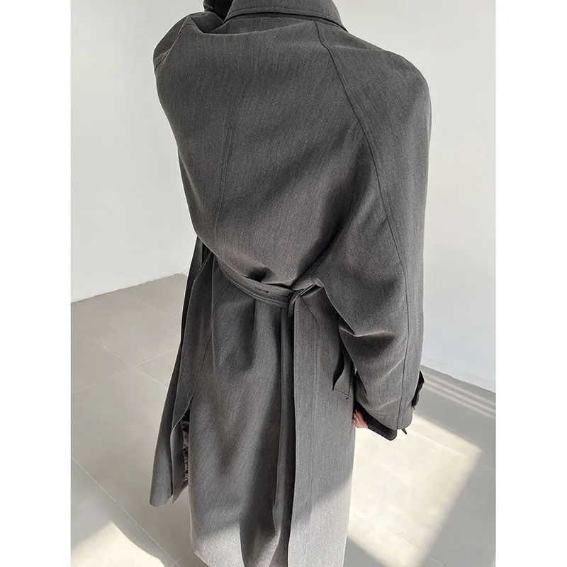 Single Breasted Lapel Long Trench Coat