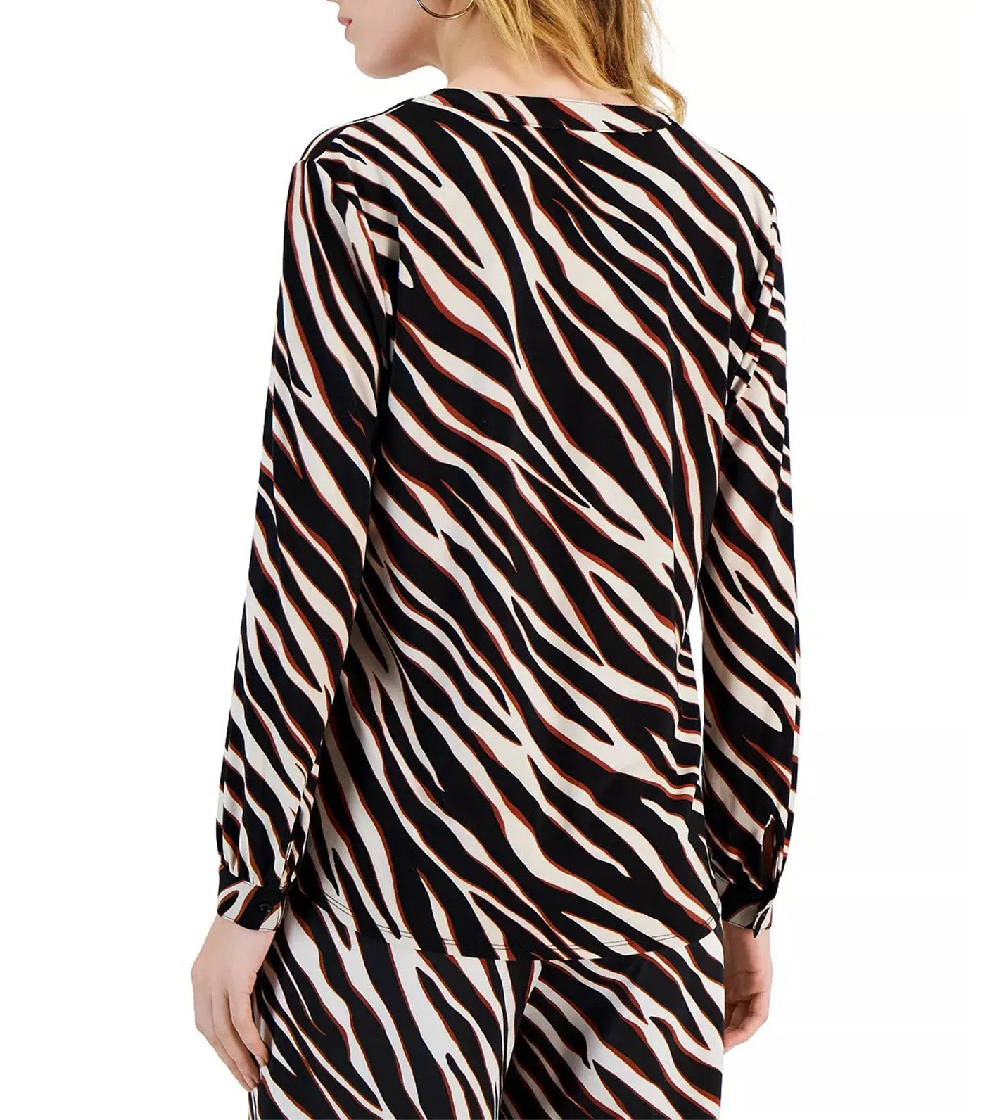 Split-Neck Relaxed Fit Tunic Anne Black/Chestnut Multi