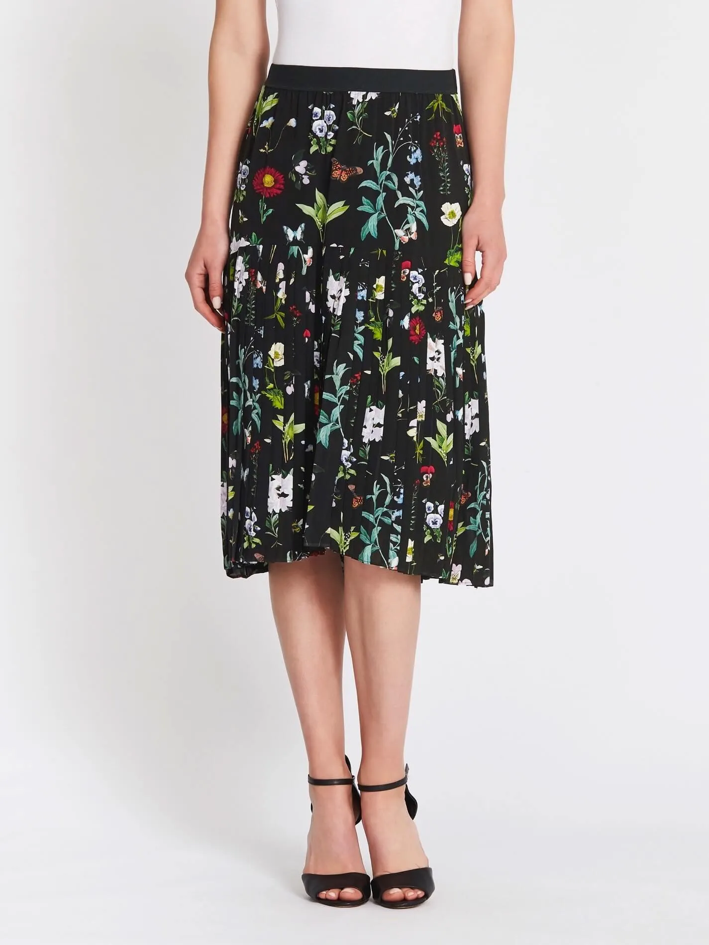 Talise Pleated Floral Midi Skirt