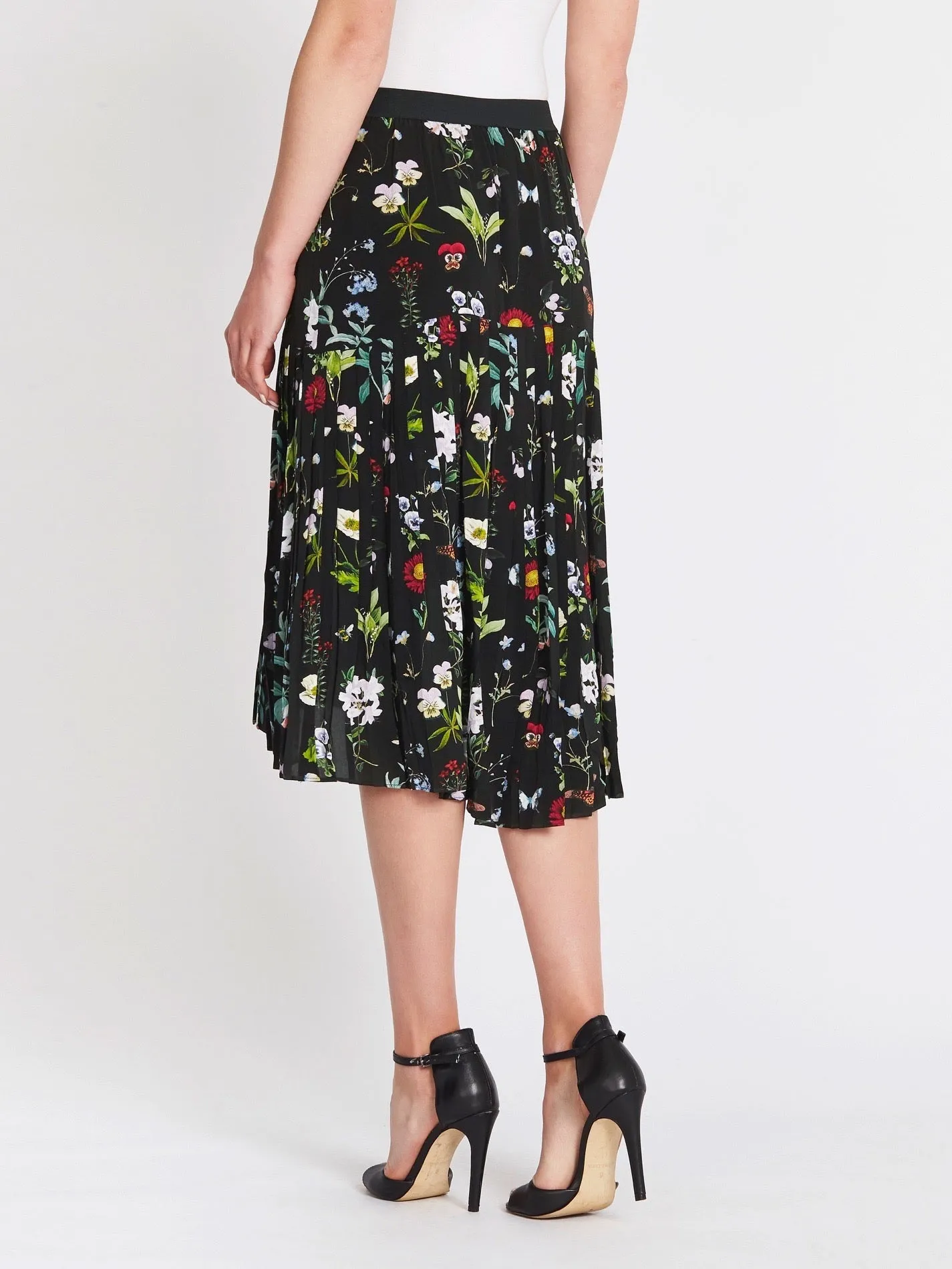 Talise Pleated Floral Midi Skirt