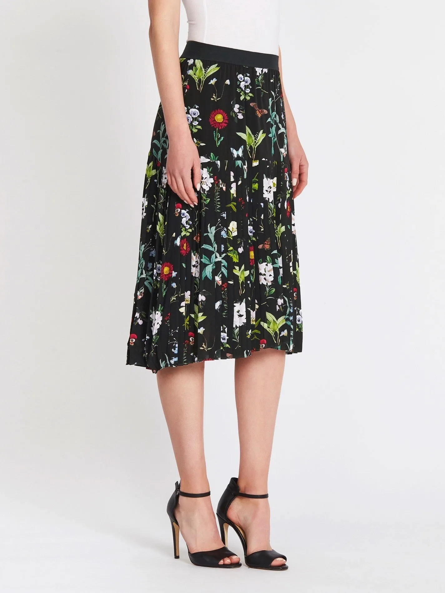Talise Pleated Floral Midi Skirt