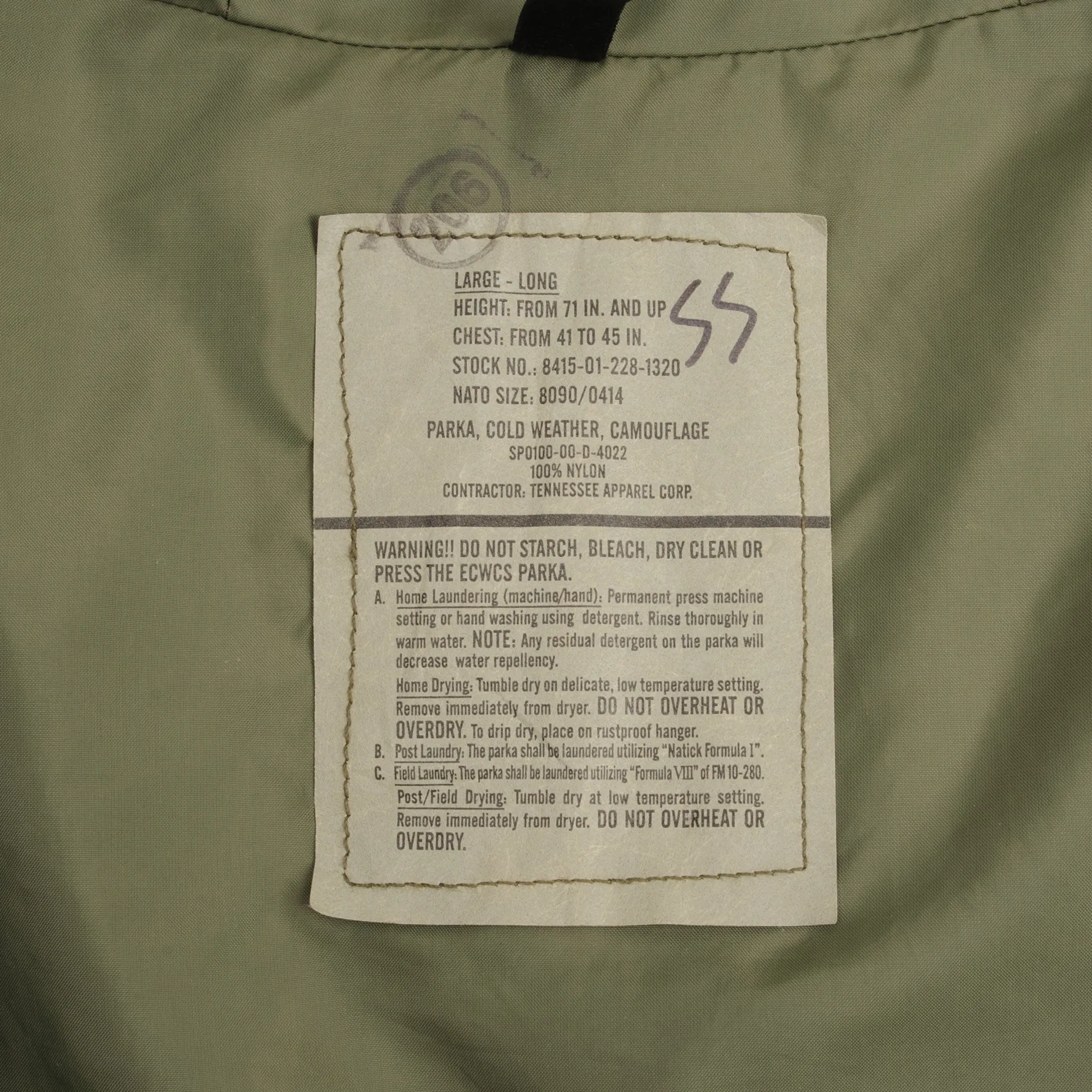 VINTAGE US ARMY GORETEX ECWCS WOODLAND CAMO PARKA 2000 SIZE LARGE LONG