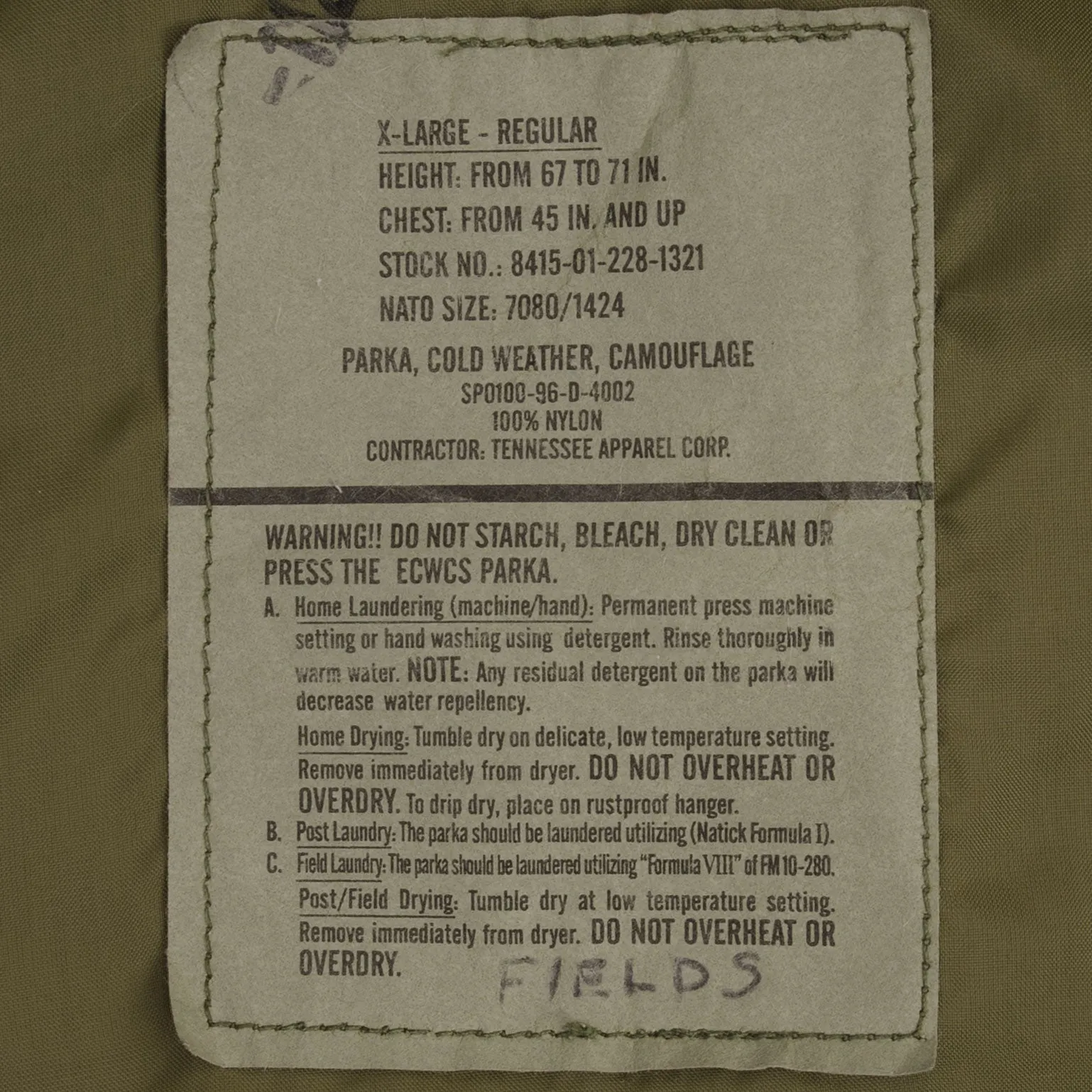 VINTAGE US ARMY WOODLAND CAMO ECWCS PARKA GORETEX 1996 SIZE XL REGULAR