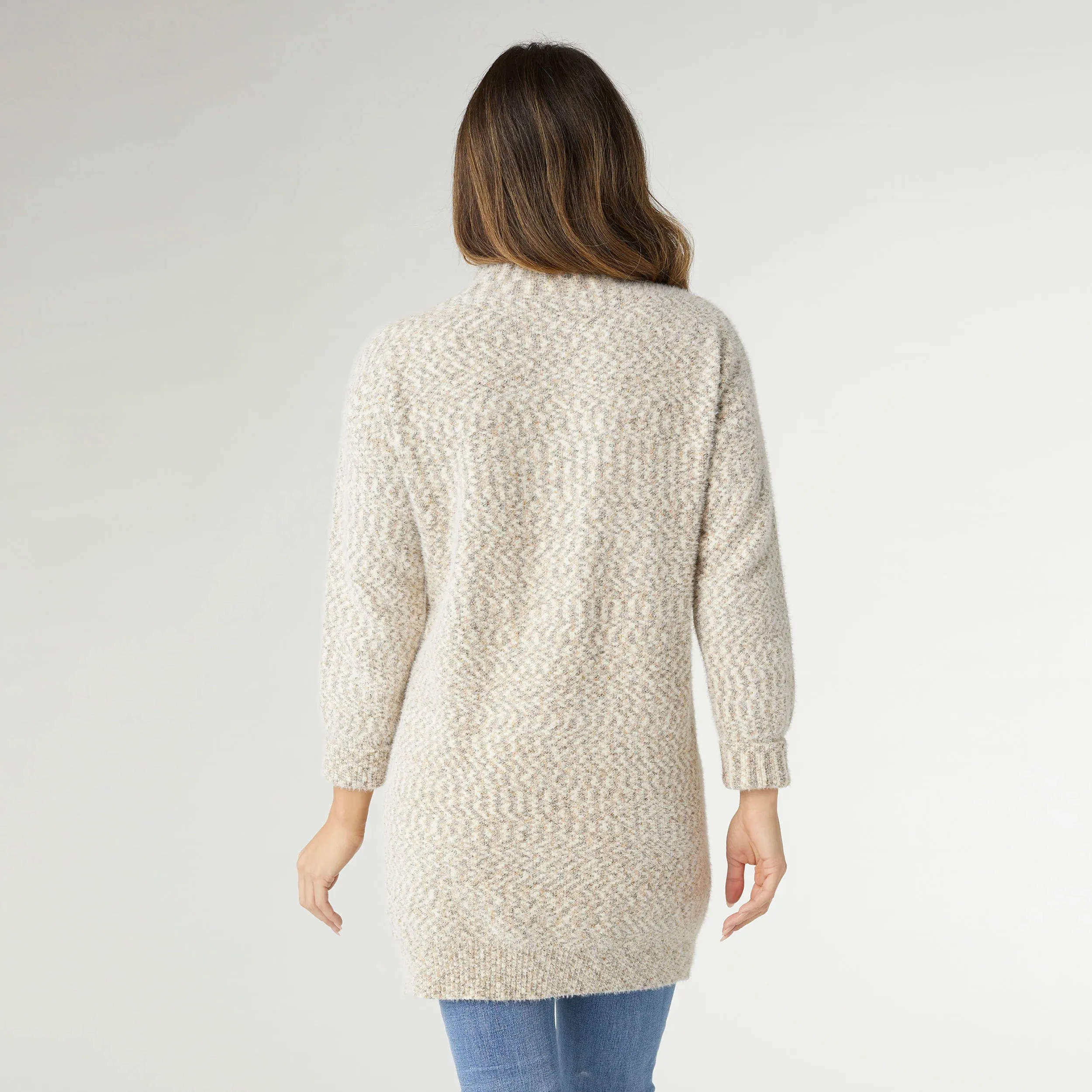 Wicklow Mock Neck Tunic Sweater - Oatmeal